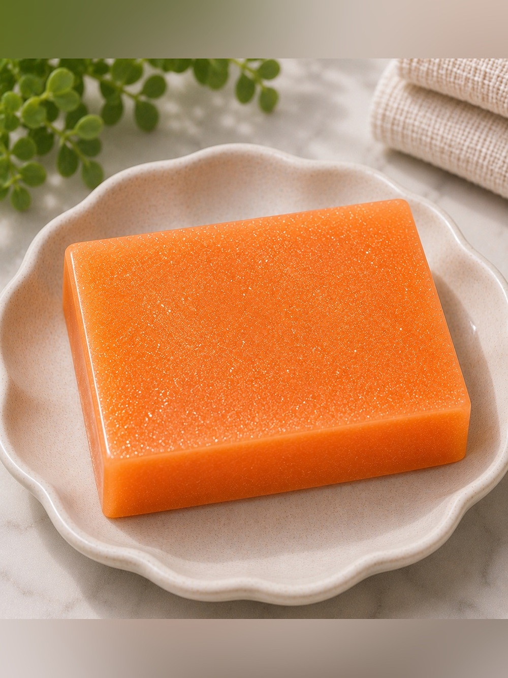 Citrus vanilla soap shimmer handmade 3x2in 8oz oatmeal based soap